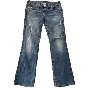 True Religion Becky Big T Bootcut Jeans Womens Size 29 Flap Pockets Y2K USA